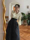 DERMEARNE Winter Dark Brown Vintage Skirt Women Harajuku Pocket Elegant Long Skirts Female Korean Fashion Designer Y2k Casual Skirts 2025