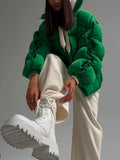 DERMEARNE Winter Jackets for Women 2024 Thick Warm Loose Fashion Quilted Jacket Female Interchange High Street Green Baggy Puffer Coat