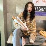 DERMEARNE Winter Knitwear Pullover Sweaters For Women Top Blue Vintage Long Loose Autres Sweats Warm Korea Fashion Kawaii Jersey Jumper