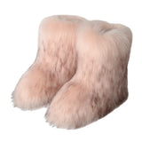 DERMEARNE Winter Shoe Women's Winter Fluffy Faux Fox Fur Boots Woman Plush Warm Snow Boots Luxury Footwear Girls' Furry Fur Bottes