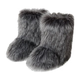 DERMEARNE Winter Shoe Women's Winter Fluffy Faux Fox Fur Boots Woman Plush Warm Snow Boots Luxury Footwear Girls' Furry Fur Bottes