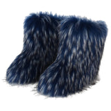 DERMEARNE Winter Shoe Women's Winter Fluffy Faux Fox Fur Boots Woman Plush Warm Snow Boots Luxury Footwear Girls' Furry Fur Bottes