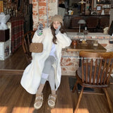 DERMEARNE Winter Warm Faux Mink Fur Long Coats Women Korean Thicken Cotton Padded Lined Jackets Single Breasted Loose Outerwear Chaquetas