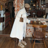 DERMEARNE Winter Warm Faux Mink Fur Long Coats Women Korean Thicken Cotton Padded Lined Jackets Single Breasted Loose Outerwear Chaquetas