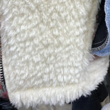 DERMEARNE Winter Women Turn Down Collar Motorcycle Lambswool Bomber Jacket Denim Stitching Fleece Cardigan Parkas Plush Velvet Jean Coat