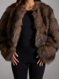 Dermearne Woman Fashion Solid Color Full Sleeve Short Faux Fur Coat Elegant Brown Fluffy Warm Loose Jacket New Winter High Street Wear