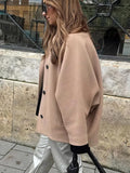 DERMEARNE Woman Simple Solid Color Full Sleeve Short Jacket Elegant Lapel Single Breasted Lady Coat 2025 New Fall Daily Casual Outerwear