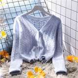 DERMEARNE Women Cardigans Autumn Winter 2025 Single Breasted V-neck Knitted Sweater Spring Fashion Short Knitwear Solid Cardigan Jumpers
