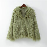 DERMEARNE Women Fashion Solid Faux Fur Coats Autumn Elegant Warm Loose Long Sleeve Flurry Cardigan Winter Female  Thick Commute Streetwear