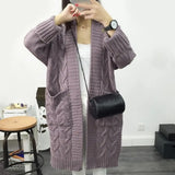 DERMEARNE Women Knit Cardigan Cozy Women's Knitting Cardigan with Pockets Long Sleeve Ribbed Trim Open Front Sweater Coat in for Fall