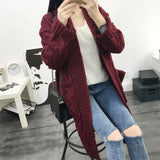 DERMEARNE Women Knit Cardigan Cozy Women's Knitting Cardigan with Pockets Long Sleeve Ribbed Trim Open Front Sweater Coat in for Fall