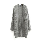 DERMEARNE Women Knit Cardigan Cozy Women's Knitting Cardigan with Pockets Long Sleeve Ribbed Trim Open Front Sweater Coat in for Fall