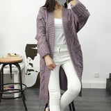 DERMEARNE Women Knit Cardigan Cozy Women's Knitting Cardigan with Pockets Long Sleeve Ribbed Trim Open Front Sweater Coat in for Fall