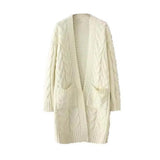 DERMEARNE Women Knit Cardigan Cozy Women's Knitting Cardigan with Pockets Long Sleeve Ribbed Trim Open Front Sweater Coat in for Fall