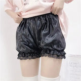 DERMEARNE Women Lace Short Panties Imitation Silk Ruffle Bloomers Anti Exposure Safety Pants Lolita Satin Knickers Shorts Dress Pettipant