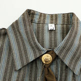 DERMEARNE Women Mori Girl Old Money Vintage Preppy Style Striped Shirts With Tie Long Sleeve Loose Casual Blouses Crop Top Korean Fashion