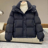 DERMEARNE Women Parkas 2024 New Korean Winter Jacket Casual Loose Down Coat Oversize Hooded Warm Soft Cotton Puffer Snow Wear Jackets
