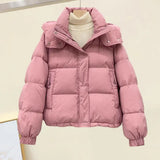 DERMEARNE Women Parkas 2024 New Korean Winter Jacket Casual Loose Down Coat Oversize Hooded Warm Soft Cotton Puffer Snow Wear Jackets