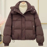 DERMEARNE Women Parkas 2024 New Korean Winter Jacket Casual Loose Down Coat Oversize Hooded Warm Soft Cotton Puffer Snow Wear Jackets