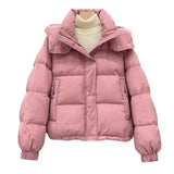 DERMEARNE Women Parkas 2024 New Korean Winter Jacket Casual Loose Down Coat Oversize Hooded Warm Soft Cotton Puffer Snow Wear Jackets