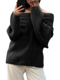 DERMEARNE Women Sexy Solid One Neck Ribbed Sweater Fashion Off Shoulder Long Sleeve Knitted Pullover 2025 Autumn Lady Chic Street Knitwear