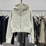 DERMEARNE Women Solid Color Hoodie Korean Edition Harajuku Gothic Casual Multi Functional Loose Y2K Zipper Short Women Long Sleeve Jacket