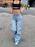 Dermearne Women Straight Wide Leg Baggy Jeans High Waisted Relaxed Fit Denim Pants Trendy Y2K Streetwear with Pockets