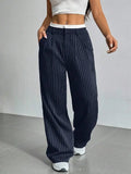 DERMEARNE Women Stripes Printed Full Length Pants Trousers High Waist Fashion Casual Y2K Pants Loose Wide Leg