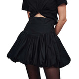 DERMEARNE Women Summer Bubble Skirt Cute High Waist Solid Color Babydoll Puffy Mini Skirts for Beach Vacation Club Streetwear Aesthetic