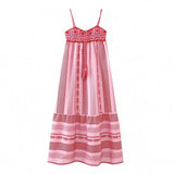 DERMEARNE Women Summer Sleeveless Flowy Dress Casual Geometric Print Crochet Tassels A-Line Party Dress