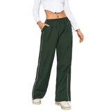 DERMEARNE Women Summer Y2K Loose Cargo Pants Elastic Waist Baggy Wide Leg Straight Trousers Jogger Overalls Sweatpants Streetwear