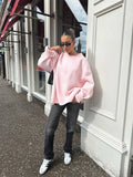 DERMEARNE Women Sweaters Knit Basic Pullover Long Sleeve Round Neck Solid  Spring Streetwear Knitwear Loose Elegant Jumper Female Tops