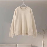 DERMEARNE Women Sweaters Knit Basic Pullover Long Sleeve Round Neck Solid  Spring Streetwear Knitwear Loose Elegant Jumper Female Tops