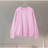 DERMEARNE Women Sweaters Knit Basic Pullover Long Sleeve Round Neck Solid  Spring Streetwear Knitwear Loose Elegant Jumper Female Tops