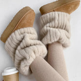 DERMEARNE Women Thickened Imitation Mink Fur Plush Leg Warmers Boots Cover Warm Leggings Boots Mid Length Socks Harajuku Party Accessories