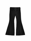 DERMEARNE Women's Black Flare Pants Y2k Retro Emo 2000s Streetwear Fashion Trousers Harajuku Wide Yoga Pants 90s Aesthetic Clothes