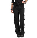 DERMEARNE Women's Cargo Pants 2025 Autumn New Fashion Pocket Design Low Waist Multi Loose Straight Workwear Pants Female Casual Clothing