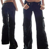 DERMEARNE Women's Cargo Pants 2025 Autumn New Fashion Pocket Design Low Waist Multi Loose Straight Workwear Pants Female Casual Clothing