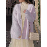 Women's Clothing Mink Plush Cardigan Sweater Coat Fairy Autumn Winter  Loose Clothes Versatile Japanese Gentle Style Top Jumpers