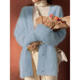 Women's Clothing Mink Plush Cardigan Sweater Coat Fairy Autumn Winter  Loose Clothes Versatile Japanese Gentle Style Top Jumpers