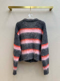 DERMEARNE Women's Clothing mohair striped knit cardigan age-reducing girly lookAutumn Winter New  NO.1