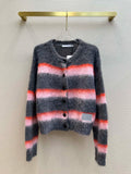 DERMEARNE Women's Clothing mohair striped knit cardigan age-reducing girly lookAutumn Winter New  NO.1