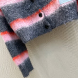 DERMEARNE Women's Clothing mohair striped knit cardigan age-reducing girly lookAutumn Winter New  NO.1