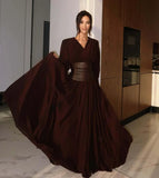 DERMEARNE Women's Evening Dress 2025 Autumn winter Latest V-neck Fashion Waist Cover Slim fit Split Maxi Dress High Waist Long Skirt