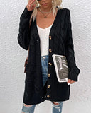 DERMEARNE Women's Lazy Style Cardigan Autumn Winter Latest 2025 Long Sleeve Button Pocket Front Cable Knit Jacket Coat Open Front Top