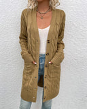 DERMEARNE Women's Lazy Style Cardigan Autumn Winter Latest 2025 Long Sleeve Button Pocket Front Cable Knit Jacket Coat Open Front Top