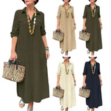 DERMEARNE Women's Plaid Shirt Dress Summer Fashion Casual Lapel Long Sleeve Midi Dress Women's Sexy Office Dresses Belted