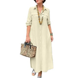 DERMEARNE Women's Plaid Shirt Dress Summer Fashion Casual Lapel Long Sleeve Midi Dress Women's Sexy Office Dresses Belted