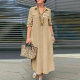 DERMEARNE Women's Plaid Shirt Dress Summer Fashion Casual Lapel Long Sleeve Midi Dress Women's Sexy Office Dresses Belted