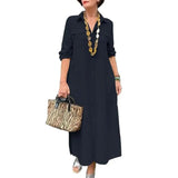 DERMEARNE Women's Plaid Shirt Dress Summer Fashion Casual Lapel Long Sleeve Midi Dress Women's Sexy Office Dresses Belted